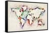 Map of the World Paint Splashes-Michael Tompsett-Framed Stretched Canvas