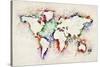 Map of the World Paint Splashes-Michael Tompsett-Stretched Canvas