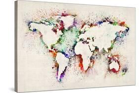 Map of the World Paint Splashes-Michael Tompsett-Stretched Canvas