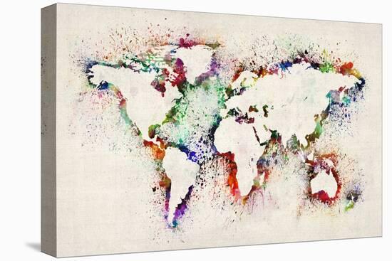 Map of the World Paint Splashes-Michael Tompsett-Stretched Canvas