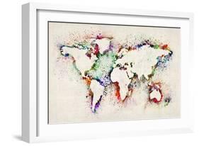 Map of the World Paint Splashes-Michael Tompsett-Framed Art Print