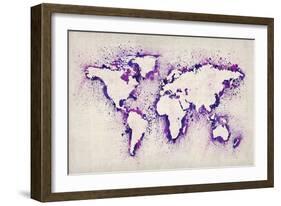 Map of the World Paint Splashes-Michael Tompsett-Framed Art Print