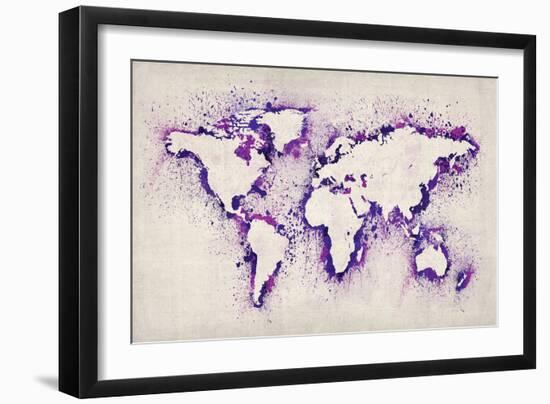 Map of the World Paint Splashes-Michael Tompsett-Framed Art Print