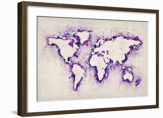 Map of the World Paint Splashes-Michael Tompsett-Framed Art Print