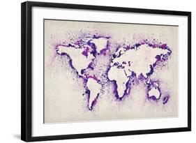 Map of the World Paint Splashes-Michael Tompsett-Framed Art Print