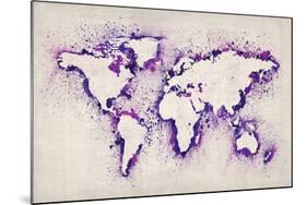 Map of the World Paint Splashes-Michael Tompsett-Mounted Art Print