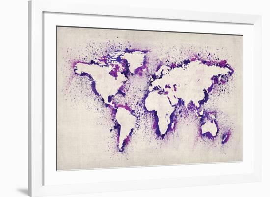 Map of the World Paint Splashes-Michael Tompsett-Framed Art Print