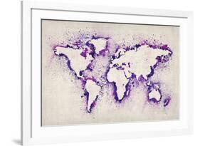 Map of the World Paint Splashes-Michael Tompsett-Framed Art Print