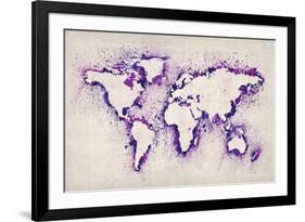 Map of the World Paint Splashes-Michael Tompsett-Framed Art Print