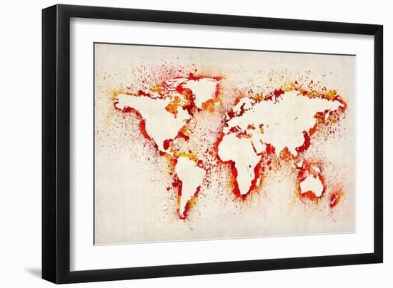 Map of the World Paint Splashes-Michael Tompsett-Framed Art Print