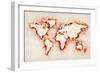 Map of the World Paint Splashes-Michael Tompsett-Framed Art Print