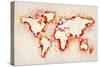 Map of the World Paint Splashes-Michael Tompsett-Stretched Canvas