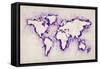 Map of the World Paint Splashes-Michael Tompsett-Framed Stretched Canvas