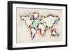 Map of the World Paint Splashes-Michael Tompsett-Framed Art Print