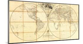 Map of the World, Researches of Capt. James Cook, c.1808-Aaron Arrowsmith-Mounted Art Print