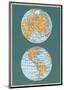 Map of the World’s Hemispheres, two views-null-Mounted Art Print