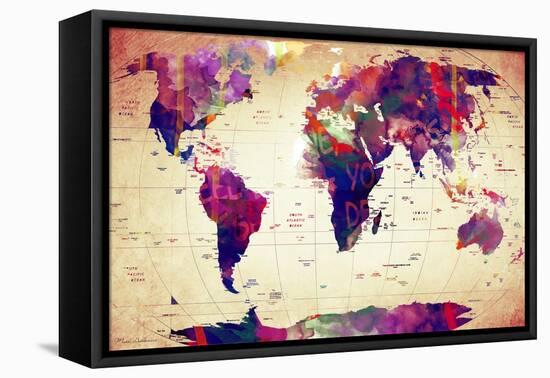 Map of the World Vintage-Mark Ashkenazi-Framed Stretched Canvas