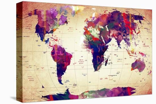 Map of the World Vintage-Mark Ashkenazi-Stretched Canvas