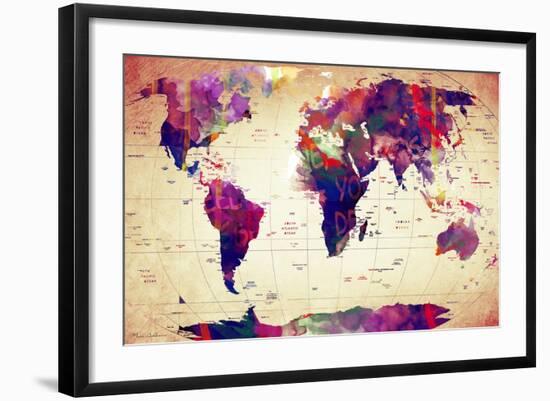 Map of the World Vintage-Mark Ashkenazi-Framed Giclee Print