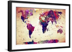 Map of the World Vintage-Mark Ashkenazi-Framed Giclee Print