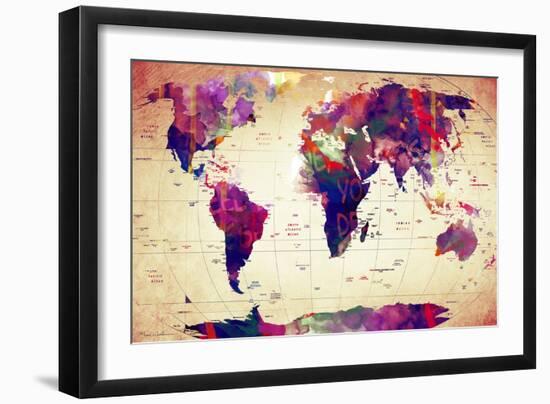 Map of the World Vintage-Mark Ashkenazi-Framed Giclee Print