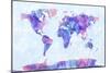 Map of the World Watercolour-Michael Tompsett-Mounted Art Print