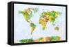 Map of the World Watercolour-Michael Tompsett-Framed Stretched Canvas