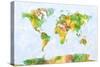 Map of the World Watercolour-Michael Tompsett-Stretched Canvas