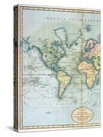 Map of the World: Western Half of "A New Chart of the World, on Mercator's Projection, Exhibiting…-null-Stretched Canvas