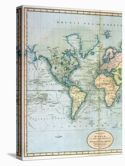 Map of the World: Western Half of "A New Chart of the World, on Mercator's Projection, Exhibiting…-null-Stretched Canvas