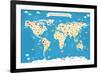 Map of the World with Animals. Beautiful Colorful Vector Illustration-coffeee_in-Framed Art Print