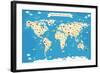 Map of the World with Animals. Beautiful Colorful Vector Illustration-coffeee_in-Framed Art Print