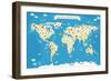 Map of the World with Animals. Beautiful Colorful Vector Illustration-coffeee_in-Framed Premium Giclee Print