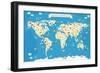 Map of the World with Animals. Beautiful Colorful Vector Illustration-coffeee_in-Framed Premium Giclee Print