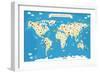 Map of the World with Animals. Beautiful Colorful Vector Illustration-coffeee_in-Framed Art Print