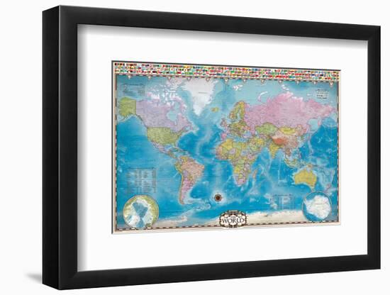 Map of the World with Flags-null-Framed Art Print