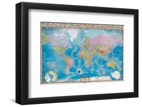 Map of the World with Flags-null-Framed Art Print