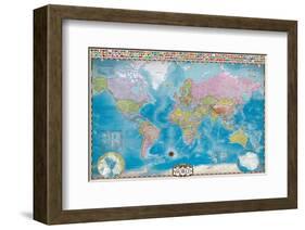 Map of the World with Flags-null-Framed Art Print