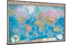 Map of the World with Flags-null-Mounted Art Print