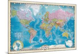 Map of the World with Poles-null-Mounted Poster