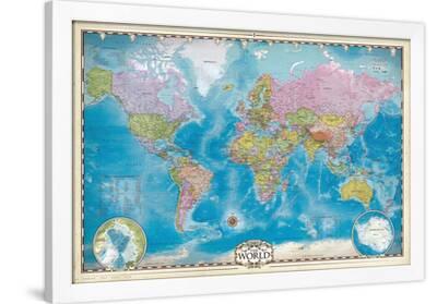 Map of the World with Poles | AllPosters.com