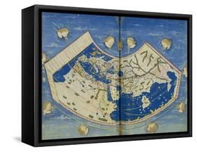 Map of the World with the Twelve Winds-Ptolemy-Framed Stretched Canvas