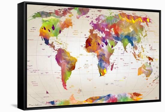Map of the World-Mark Ashkenazi-Framed Stretched Canvas