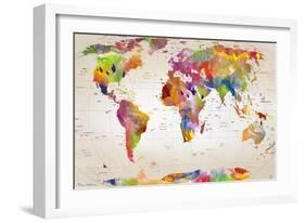 Map of the World-Mark Ashkenazi-Framed Giclee Print