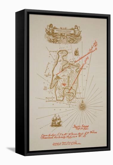 Map of Treasure Island, an illustration from 'Treasure Island' by Robert Louis Stevenson-Newell Convers Wyeth-Framed Stretched Canvas