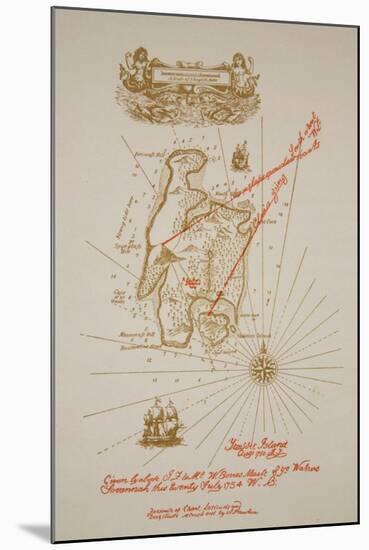 Map of Treasure Island, an illustration from 'Treasure Island' by Robert Louis Stevenson-Newell Convers Wyeth-Mounted Giclee Print