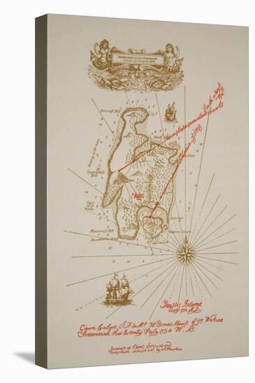 Map of Treasure Island, an illustration from 'Treasure Island' by Robert Louis Stevenson-Newell Convers Wyeth-Stretched Canvas