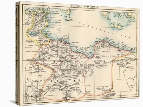 Map of Tripoli (Libya) and Tunis, 1870s-null-Stretched Canvas