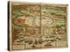 Map of Tunis, Tunisia, from Civitates Orbis Terrarum by Georg Braun and Franz Hogenberg-null-Stretched Canvas
