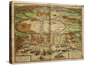 Map of Tunis, Tunisia, from Civitates Orbis Terrarum by Georg Braun and Franz Hogenberg-null-Stretched Canvas